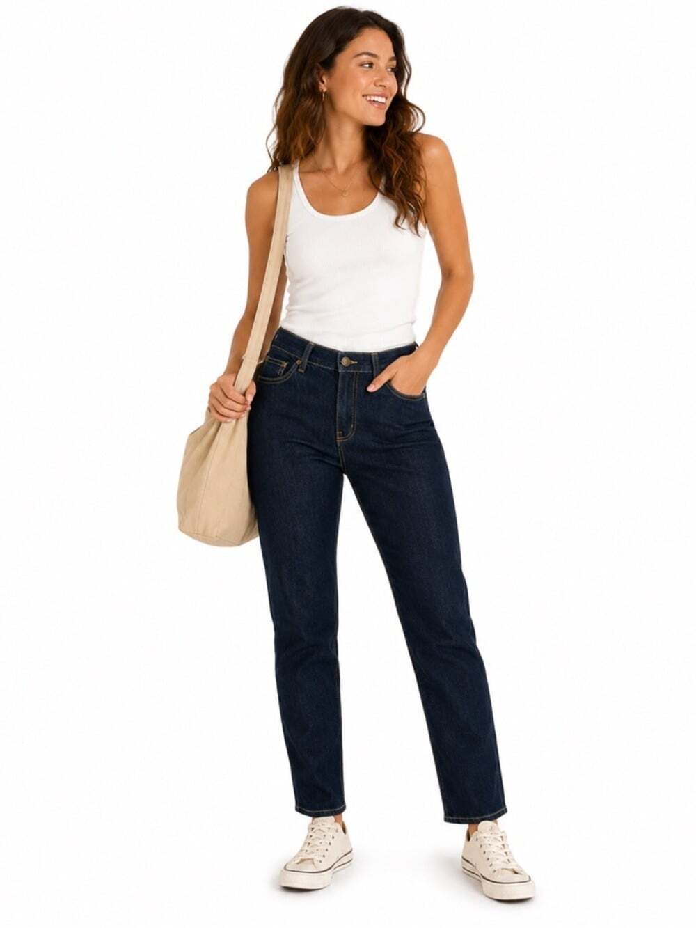 Lole Dark Wash Jeans Size 30 Straight Leg Mid Riss Casualcore Neutral Denim